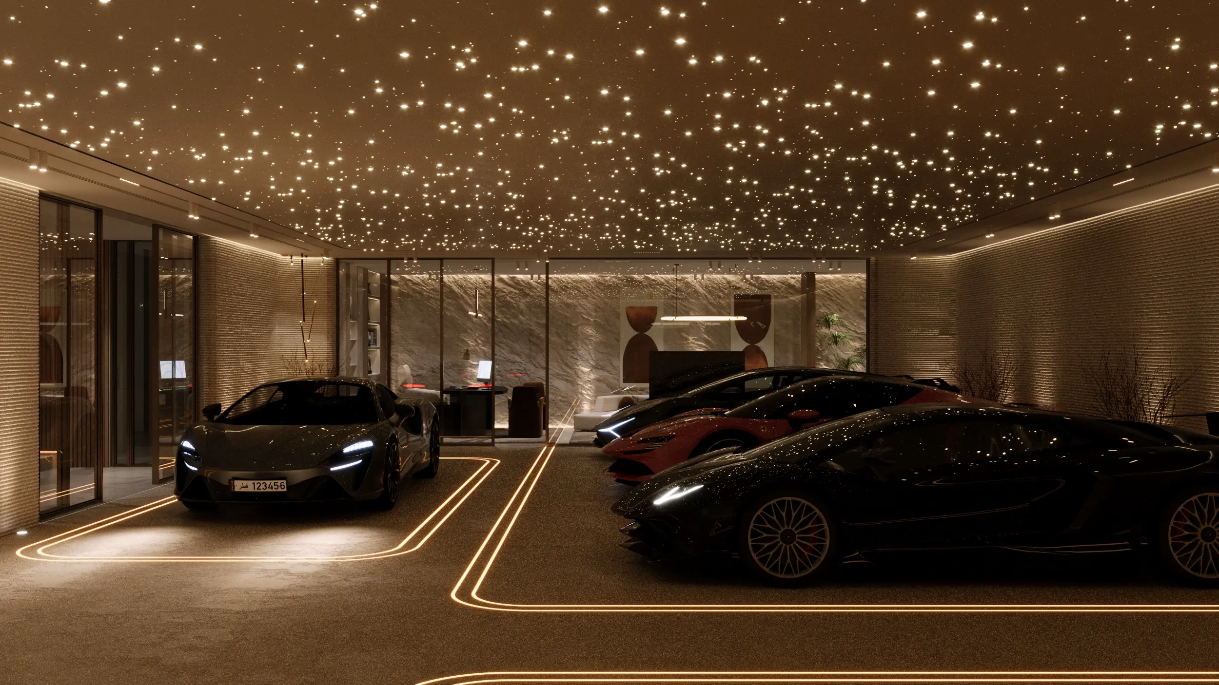Ganggaan luxury private garage interior design — Dubai
